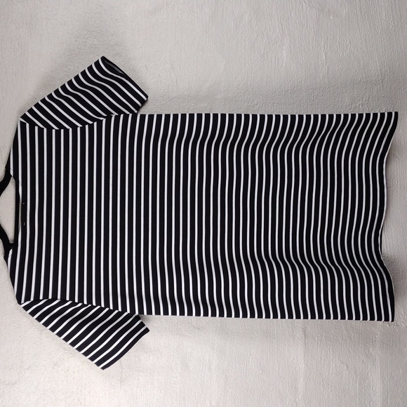 Suncoo Paris Celeste Black White Striped Short Sleeve Mini T-Shirt Dress - Picture 9 of 12